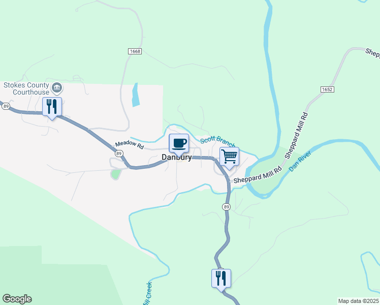 map of restaurants, bars, coffee shops, grocery stores, and more near 103 Courthouse Circle in Danbury