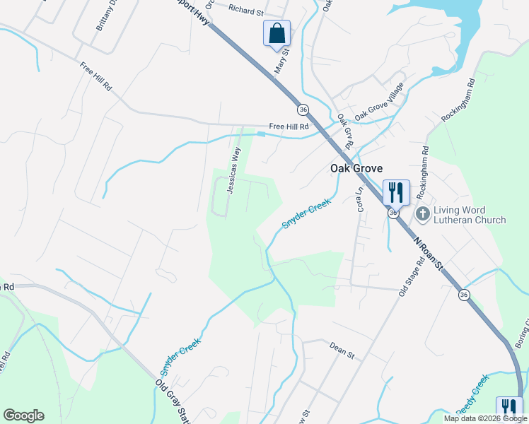 map of restaurants, bars, coffee shops, grocery stores, and more near 175 Coby Lane in Johnson City