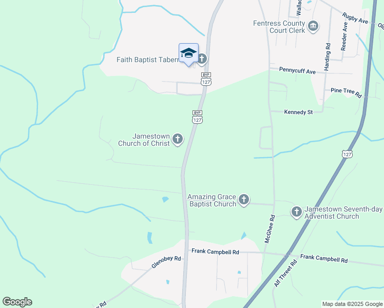 map of restaurants, bars, coffee shops, grocery stores, and more near 847 Old Highway 127 South in Fentress County