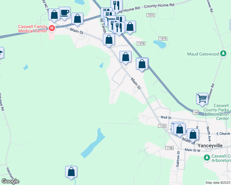 map of restaurants, bars, coffee shops, grocery stores, and more near 267 Seventh Avenue in Yanceyville