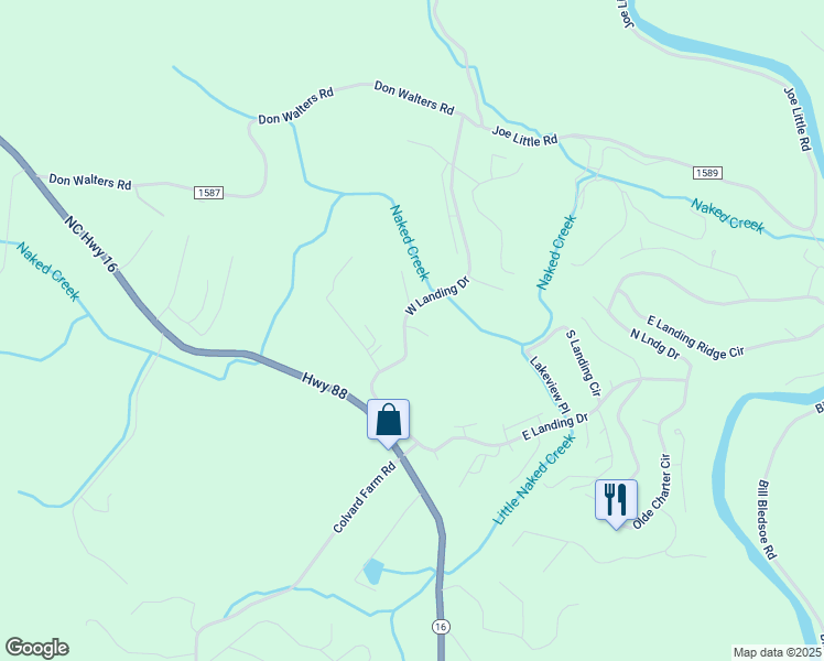 map of restaurants, bars, coffee shops, grocery stores, and more near 404 West Landing Drive in Jefferson
