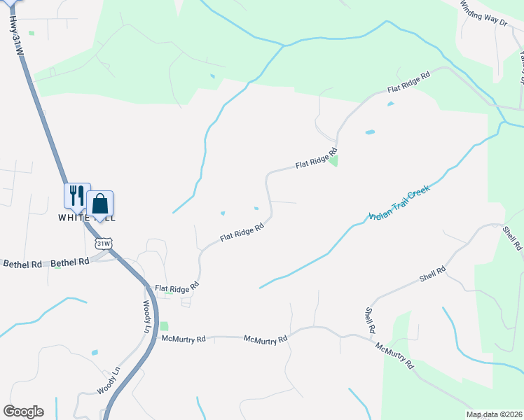 map of restaurants, bars, coffee shops, grocery stores, and more near 179 Flat Ridge Road in Goodlettsville