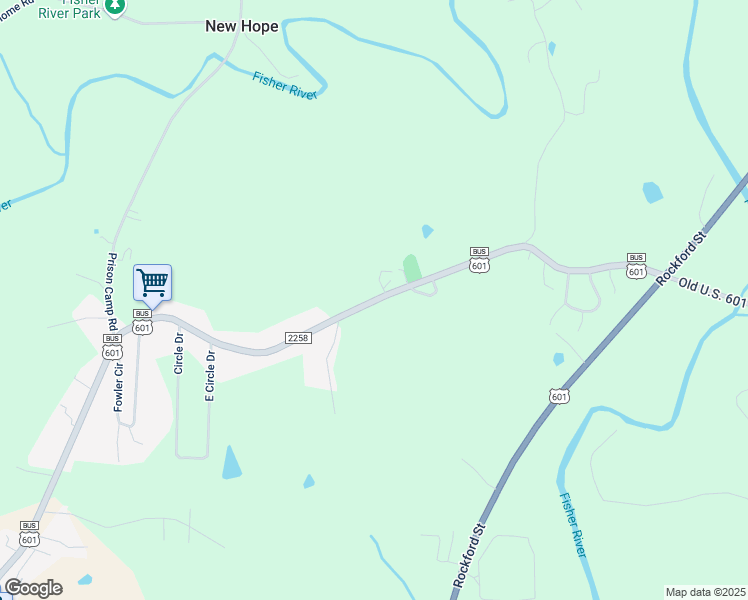 map of restaurants, bars, coffee shops, grocery stores, and more near 122 Badgett Cemetery Trail in Mount Airy