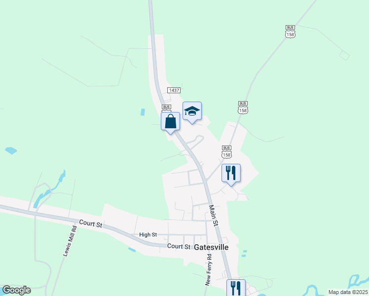 map of restaurants, bars, coffee shops, grocery stores, and more near 717 Main Street in Gatesville
