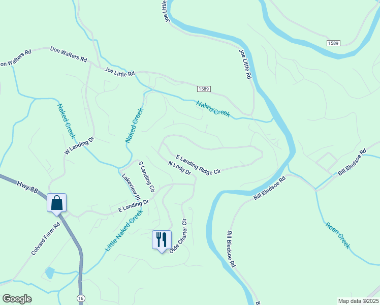map of restaurants, bars, coffee shops, grocery stores, and more near 301 East Landing Ridge Circle in Jefferson