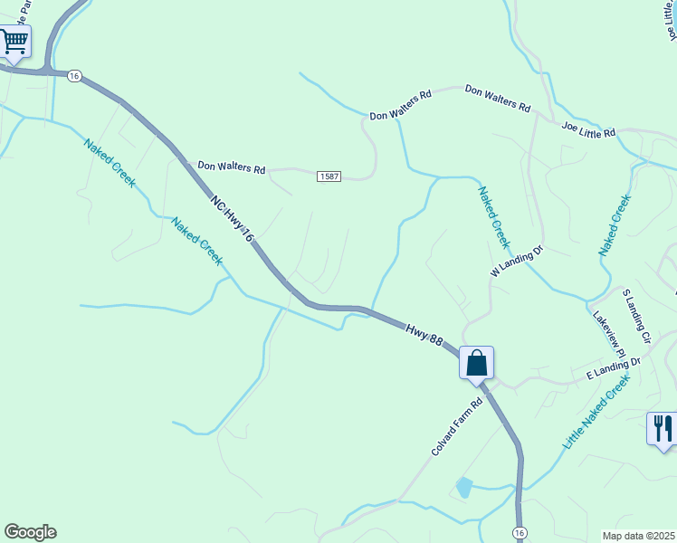 map of restaurants, bars, coffee shops, grocery stores, and more near Landinview Drive in Jefferson