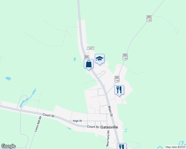 map of restaurants, bars, coffee shops, grocery stores, and more near 710 Main Street in Gatesville