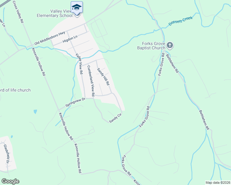 map of restaurants, bars, coffee shops, grocery stores, and more near 187 Sandy Circle in LaFollette