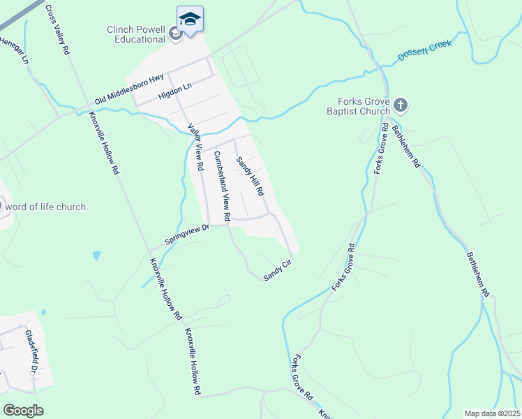 map of restaurants, bars, coffee shops, grocery stores, and more near 244 Sandy Hill Road in LaFollette