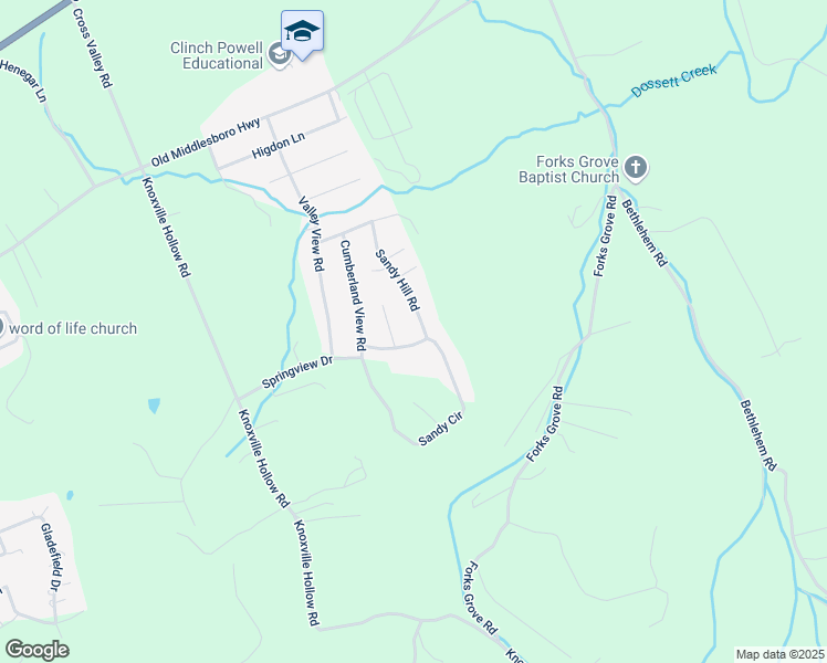 map of restaurants, bars, coffee shops, grocery stores, and more near 244 Sandy Hill Road in LaFollette