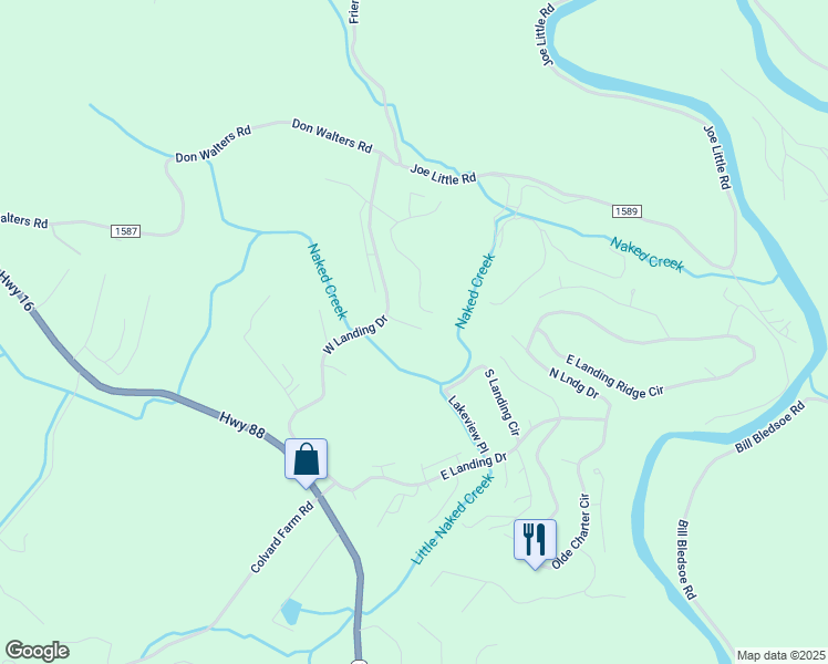 map of restaurants, bars, coffee shops, grocery stores, and more near 170 Fairway View Place in Jefferson