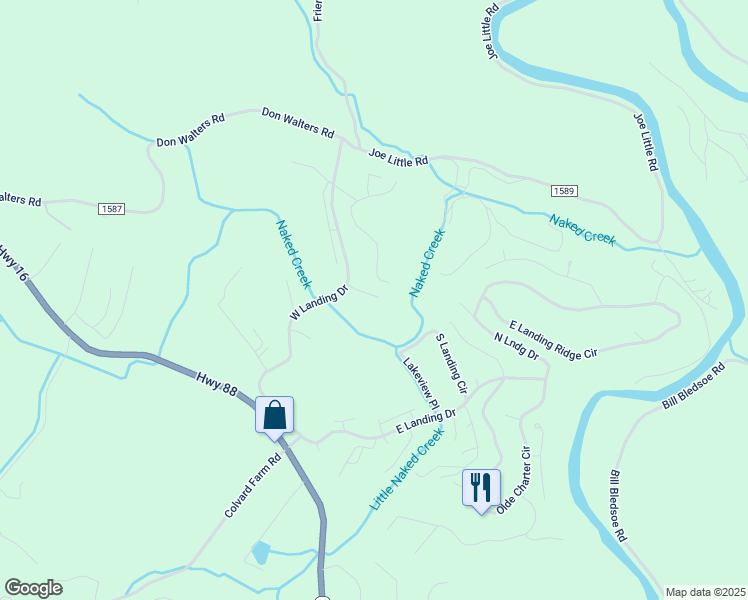 map of restaurants, bars, coffee shops, grocery stores, and more near 170 Fairway View Place in Jefferson