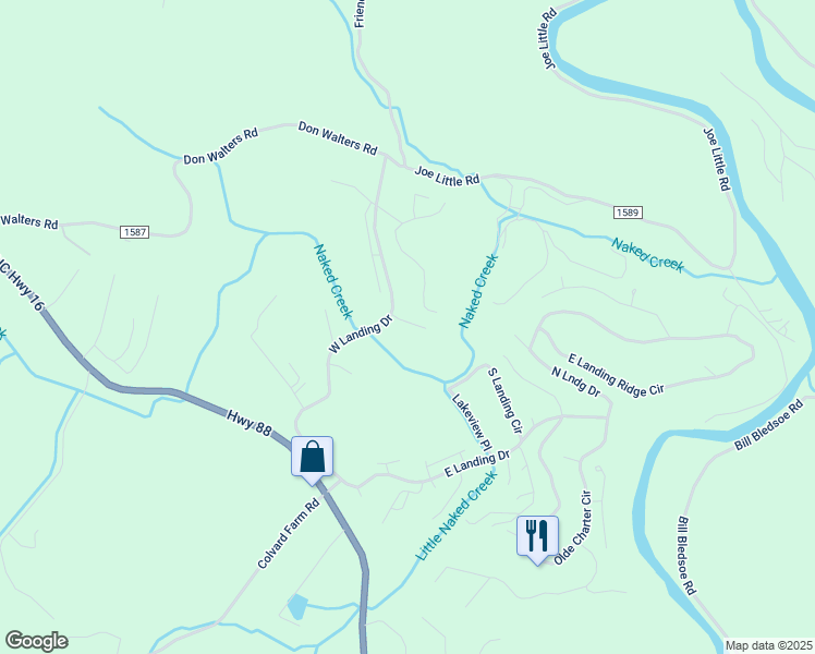 map of restaurants, bars, coffee shops, grocery stores, and more near 148 Fairway View Place in Jefferson