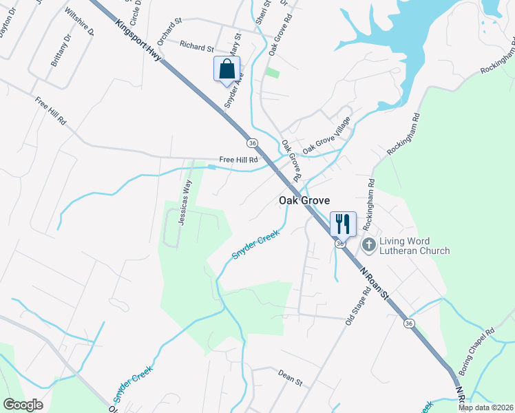 map of restaurants, bars, coffee shops, grocery stores, and more near 133 Gilliam Lane in Gray