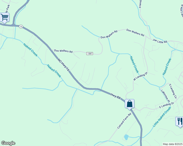 map of restaurants, bars, coffee shops, grocery stores, and more near 6166 North Carolina 16 in Jefferson