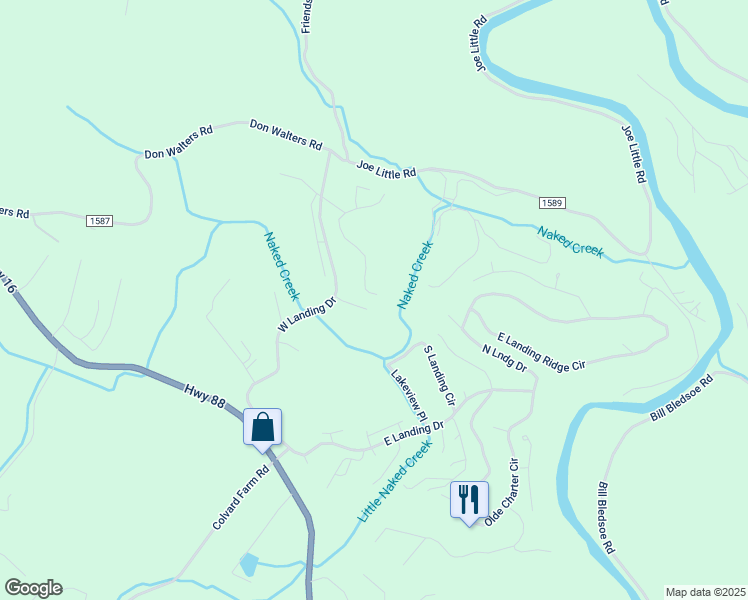 map of restaurants, bars, coffee shops, grocery stores, and more near 404 Stonehaven Drive in Jefferson