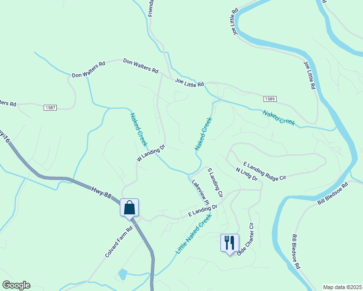 map of restaurants, bars, coffee shops, grocery stores, and more near 404 Stonehaven Drive in Jefferson