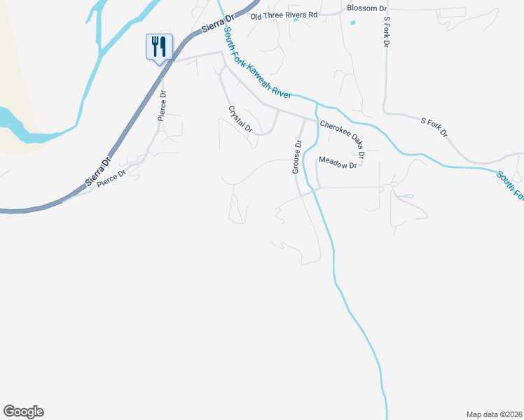map of restaurants, bars, coffee shops, grocery stores, and more near 40820 Oak Ridge Drive in Three Rivers