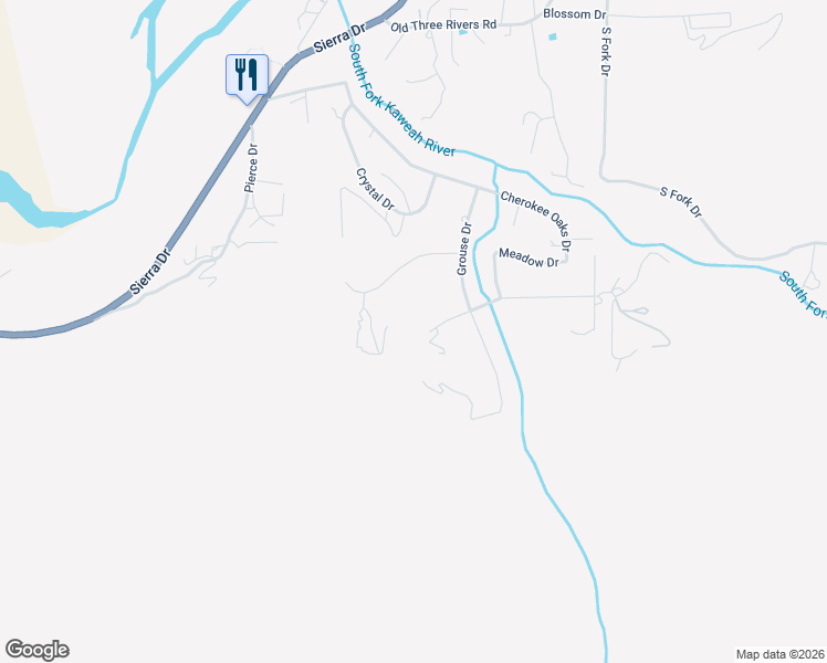 map of restaurants, bars, coffee shops, grocery stores, and more near 40838 Oak Ridge Drive in Three Rivers