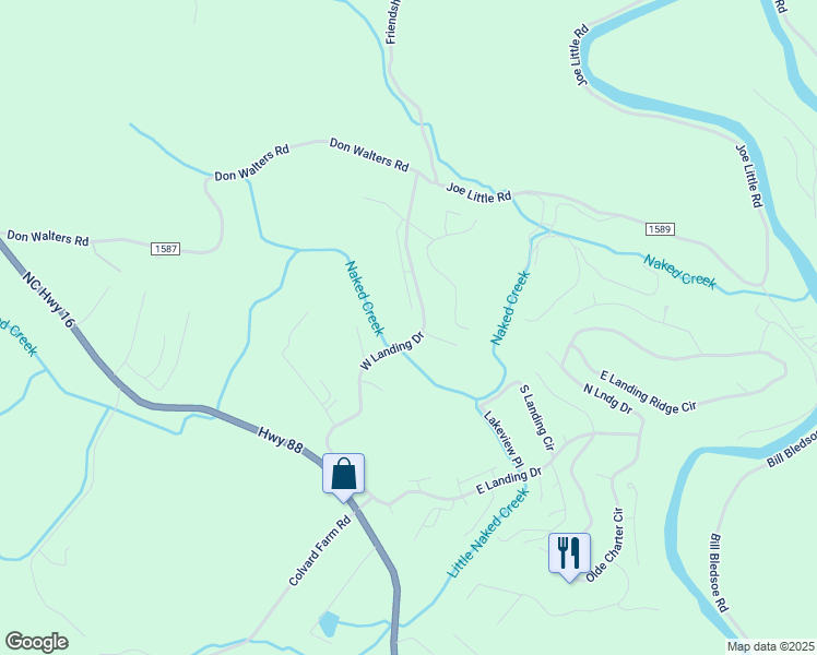 map of restaurants, bars, coffee shops, grocery stores, and more near 625 West Landing Drive in Jefferson