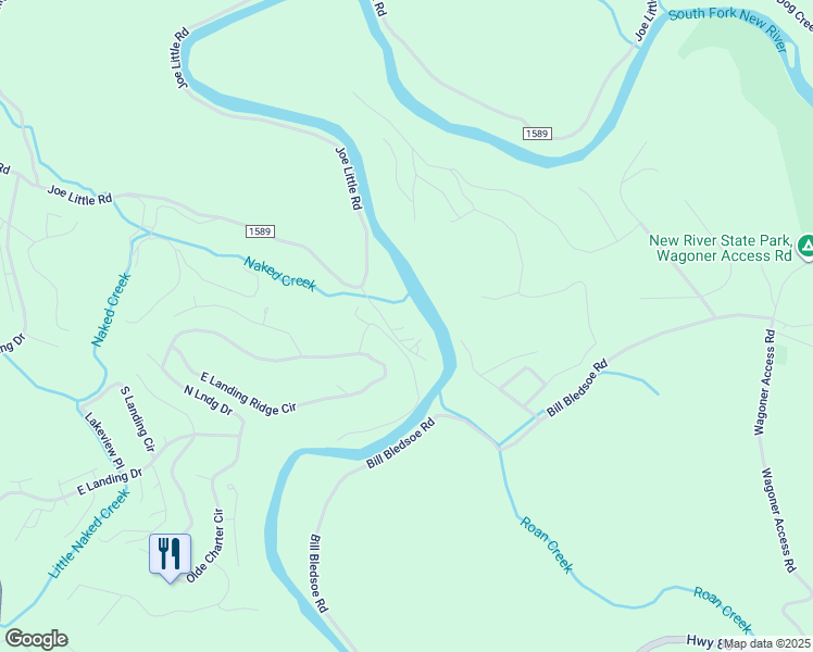 map of restaurants, bars, coffee shops, grocery stores, and more near 239 Naked Creek Drive in Jefferson