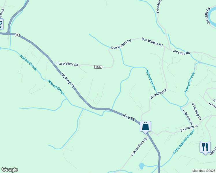 map of restaurants, bars, coffee shops, grocery stores, and more near Landinview Drive in Jefferson