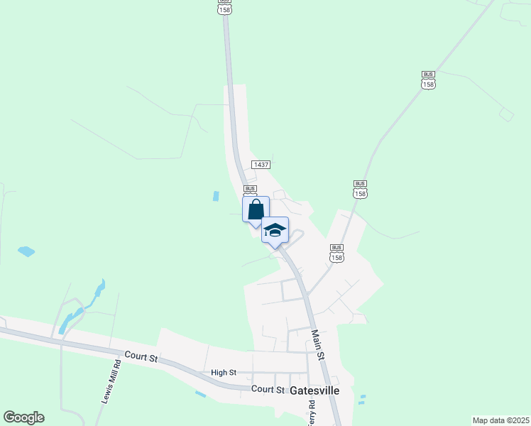 map of restaurants, bars, coffee shops, grocery stores, and more near 717 Main Street in Gatesville