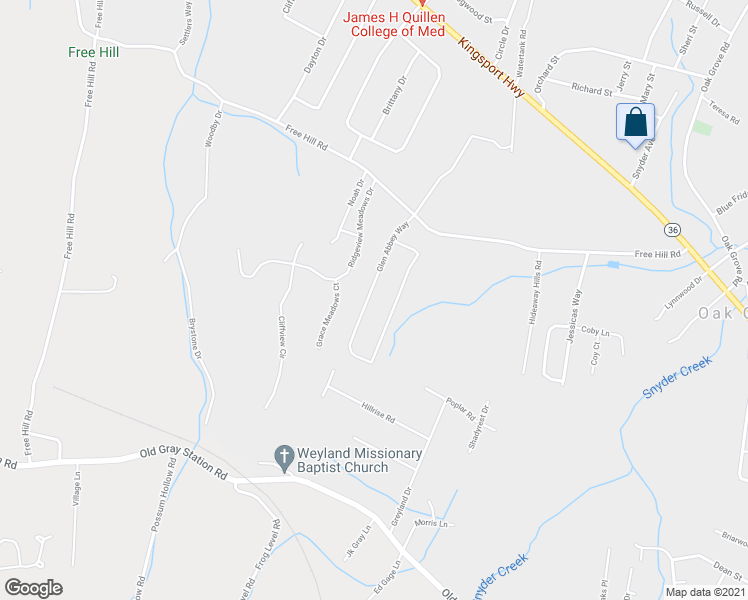 map of restaurants, bars, coffee shops, grocery stores, and more near 1233 Glen Abbey Way in Gray