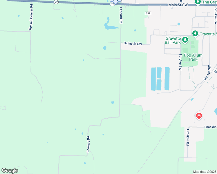 map of restaurants, bars, coffee shops, grocery stores, and more near 12435 Leonard Road in Gravette