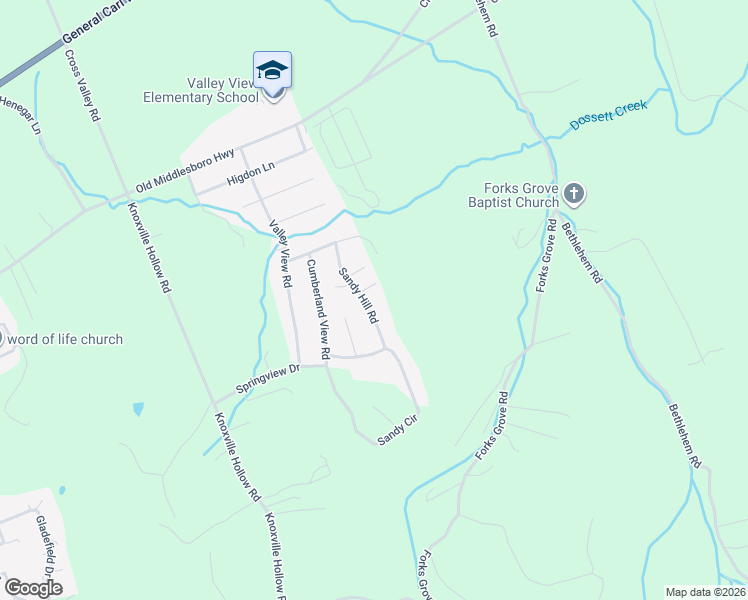 map of restaurants, bars, coffee shops, grocery stores, and more near 189 Sandy Hill Road in LaFollette