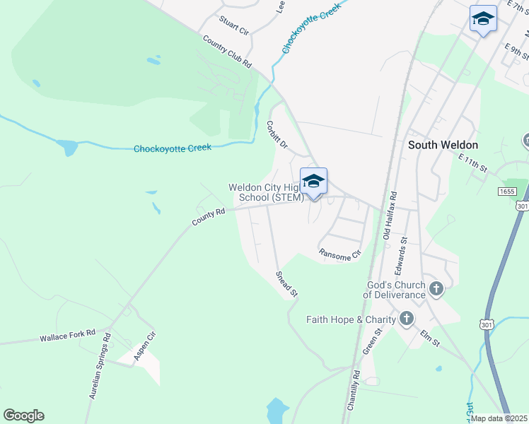 map of restaurants, bars, coffee shops, grocery stores, and more near 1203 Daniel Street in Weldon