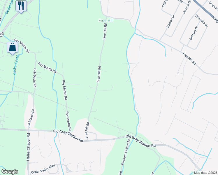 map of restaurants, bars, coffee shops, grocery stores, and more near 137 Austin Ridge Court in Johnson City
