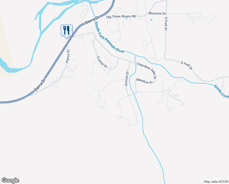 map of restaurants, bars, coffee shops, grocery stores, and more near 40838 Oak Ridge Drive in Three Rivers