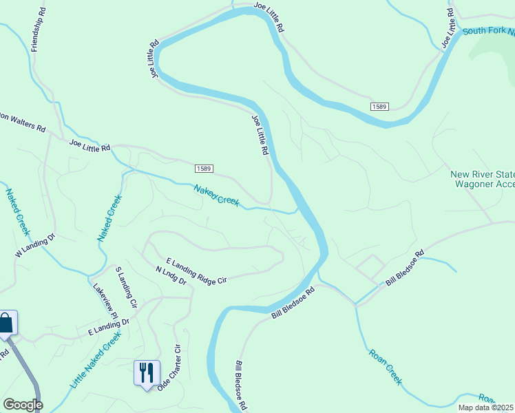map of restaurants, bars, coffee shops, grocery stores, and more near 161 Riverside Park Trail in Jefferson