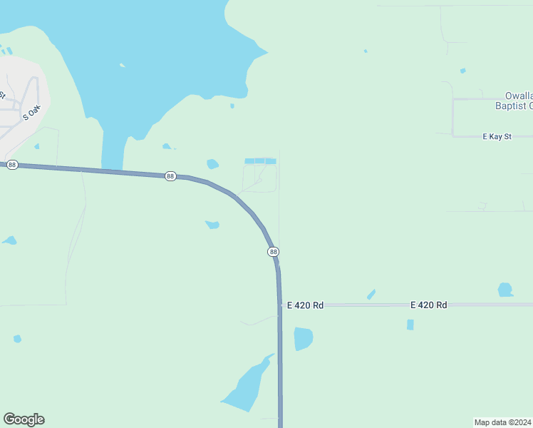 map of restaurants, bars, coffee shops, grocery stores, and more near 13555 Oklahoma 88 in Claremore
