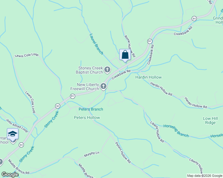 map of restaurants, bars, coffee shops, grocery stores, and more near 106 Creekbank Road in Elizabethton