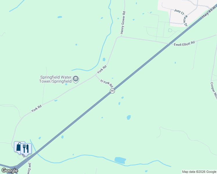 map of restaurants, bars, coffee shops, grocery stores, and more near 2189 H York Road in Pleasant View