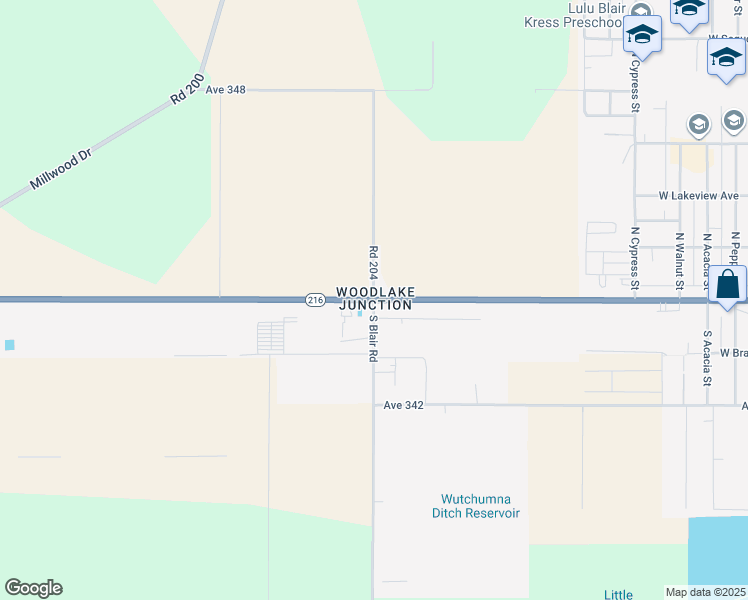 map of restaurants, bars, coffee shops, grocery stores, and more near West Naranjo Boulevard in Woodlake