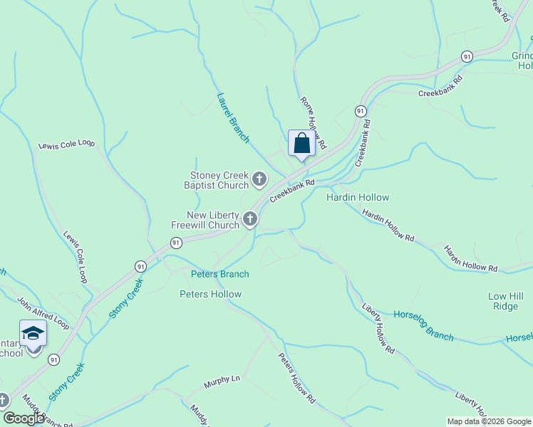 map of restaurants, bars, coffee shops, grocery stores, and more near 106 Creekbank Rd in Elizabethton
