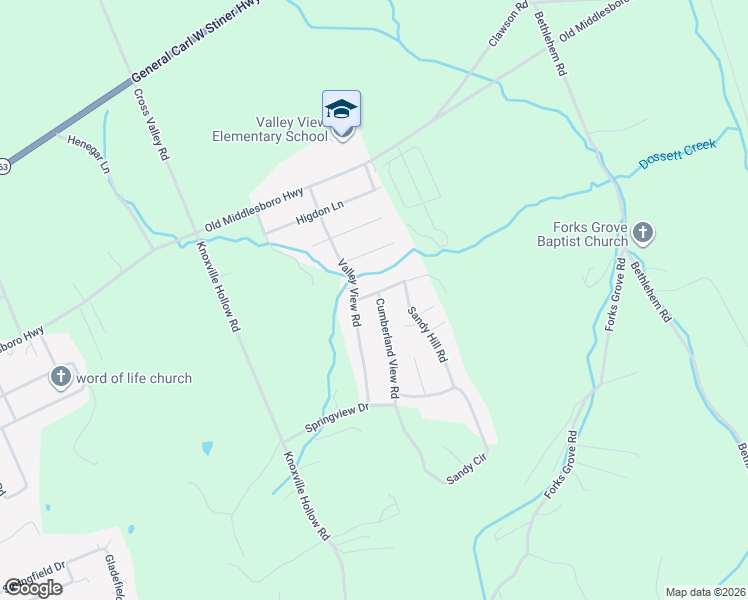 map of restaurants, bars, coffee shops, grocery stores, and more near 108 Cumberland View Road in LaFollette