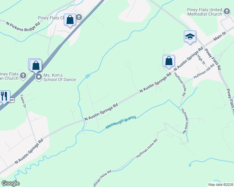 map of restaurants, bars, coffee shops, grocery stores, and more near 530 North Austin Springs Road in Sullivan County