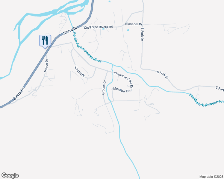 map of restaurants, bars, coffee shops, grocery stores, and more near 40000 Quail Drive in Three Rivers