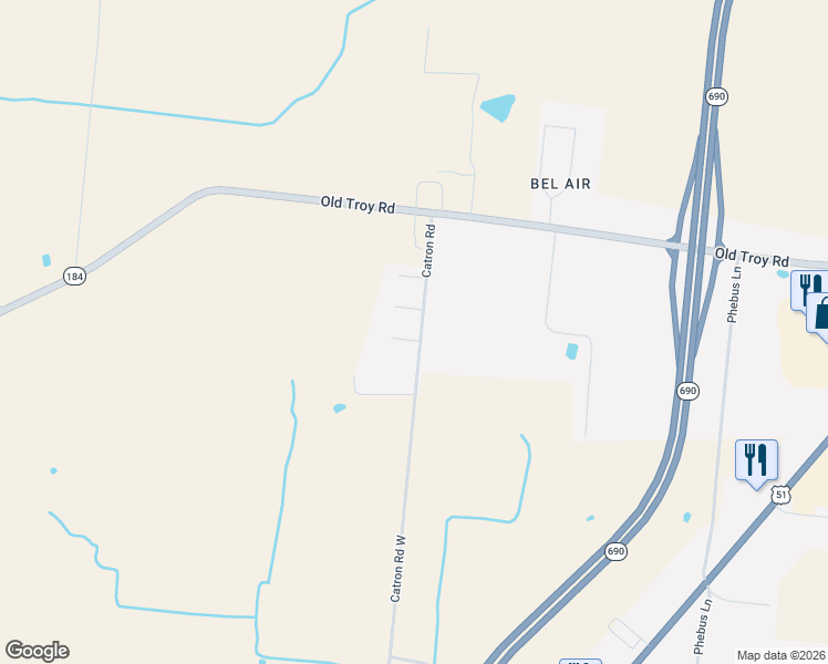 map of restaurants, bars, coffee shops, grocery stores, and more near 1612 Catron Road in Union City