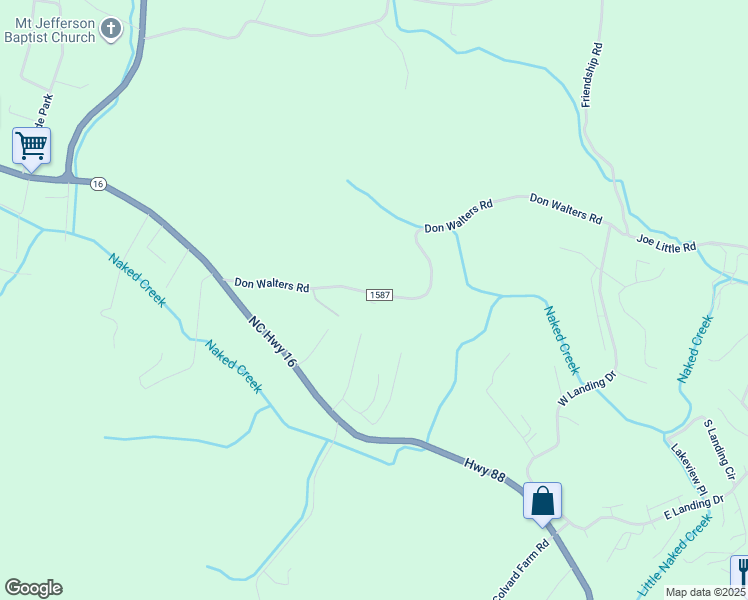 map of restaurants, bars, coffee shops, grocery stores, and more near 480 Don Walters Road in Jefferson
