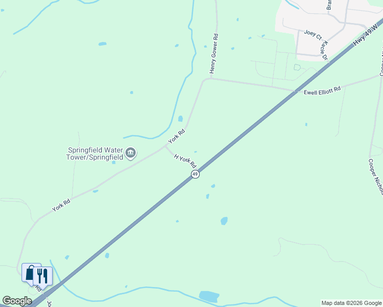 map of restaurants, bars, coffee shops, grocery stores, and more near 2189 H York Road in Pleasant View