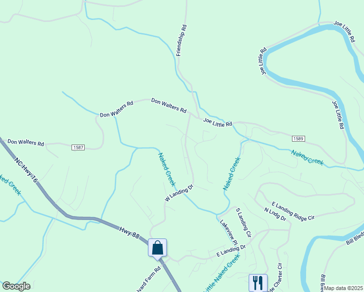 map of restaurants, bars, coffee shops, grocery stores, and more near West Meadow Drive in Ashe County