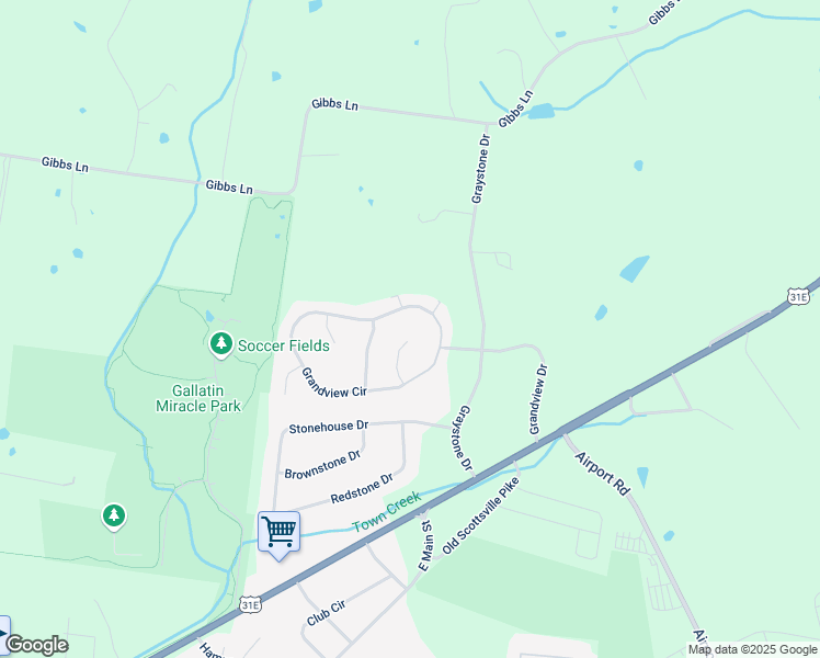 map of restaurants, bars, coffee shops, grocery stores, and more near 120 Miller's Point in Gallatin