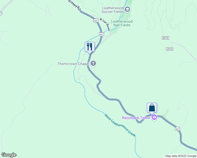 map of restaurants, bars, coffee shops, grocery stores, and more near 12968 U.S. 62 in Eureka Springs