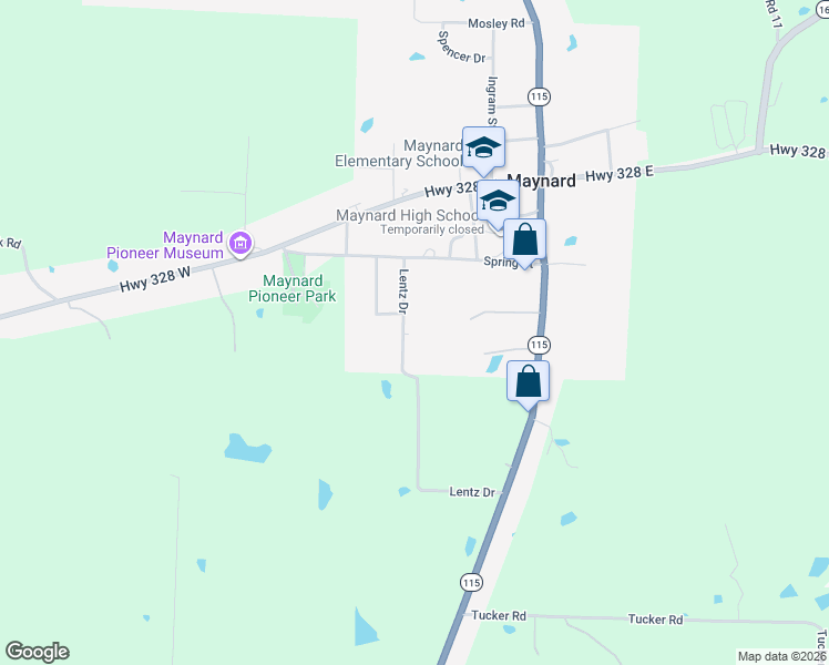 map of restaurants, bars, coffee shops, grocery stores, and more near 145 Lincoln Street in Maynard