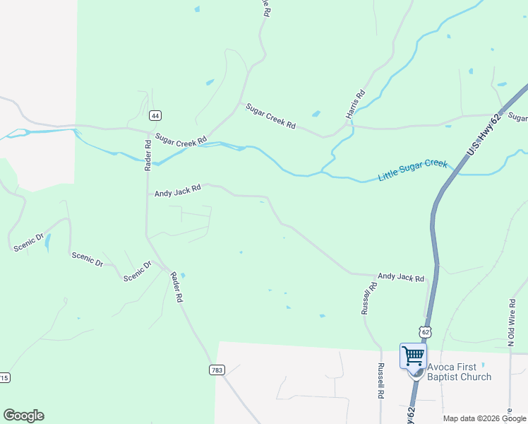 map of restaurants, bars, coffee shops, grocery stores, and more near 13530 Andy Jack Road in Rogers